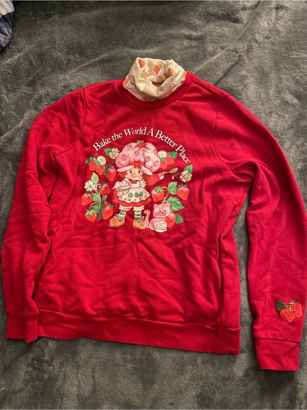 Box Lunch Strawberry Shortcake Red Sweatshirt - "Bake the World A Better Place"
